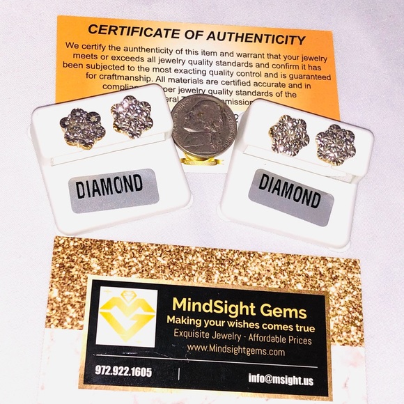 10k yellow gold vermeil REAL diamond earring, huge sale, unbeatable prices, GIFT - Picture 5 of 6